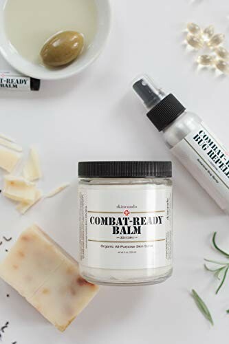 Combat-Ready Balm with skincare items on a white surface